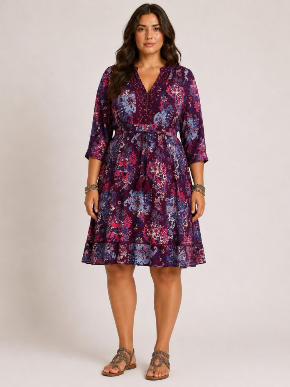 NWT Monsoon Dress Pretty Printed Knit Gorpcore Prariecore Boho Size 18